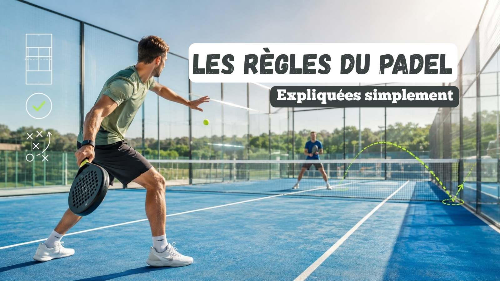 Joueurs de padel en plein échange sur un terrain extérieur illustrant les règles du padel