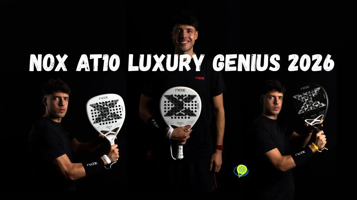 Agustin Tapia dans differentes postures avec differentes raquettes de padel de la serie Nox AT10 Luxury Genius 2026