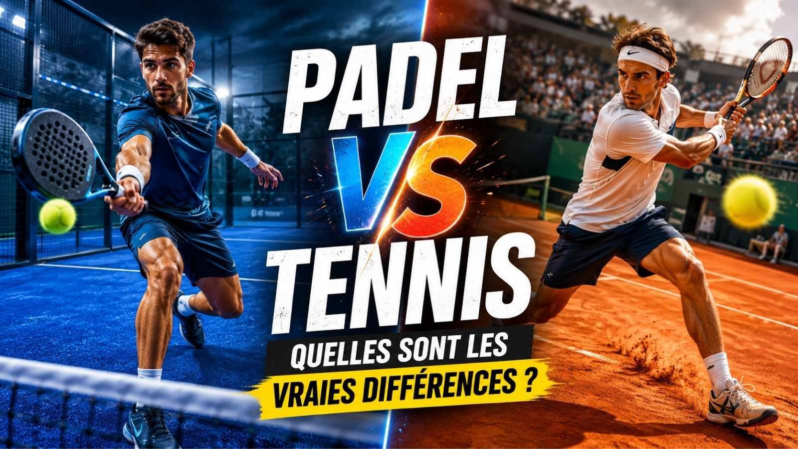 Comparaison padel et tennis : un joueur de padel et un joueur de tennis face à face