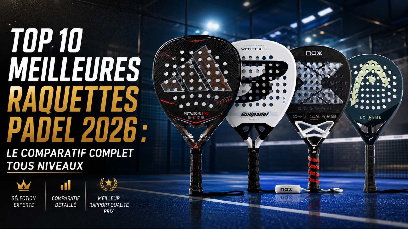 Top 10 des meilleures raquettes de padel 2026 : Adidas Metalbone, Bullpadel Vertex 05, Nox et Head Extreme