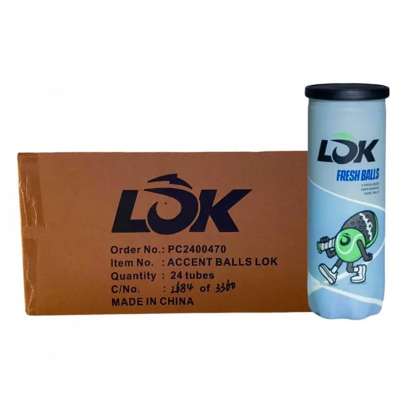 Carton de 72 balles de padel (24 tubes de 3) Lok Fresh LOK