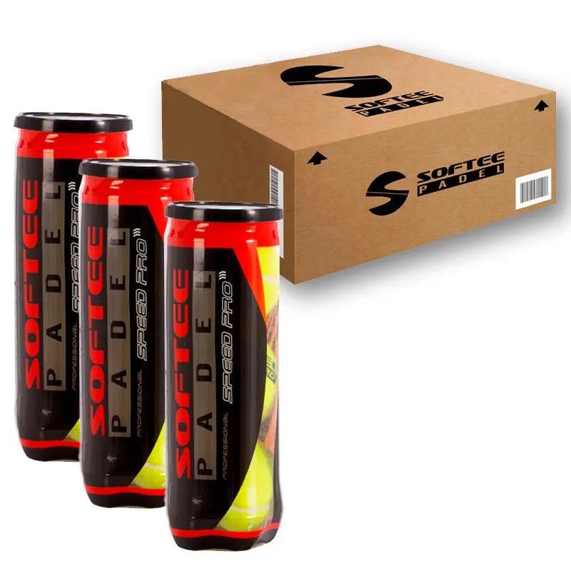 Carton de 72 balles de padel – 24 tubes de 3 balles – Softee Speed Pro Softee