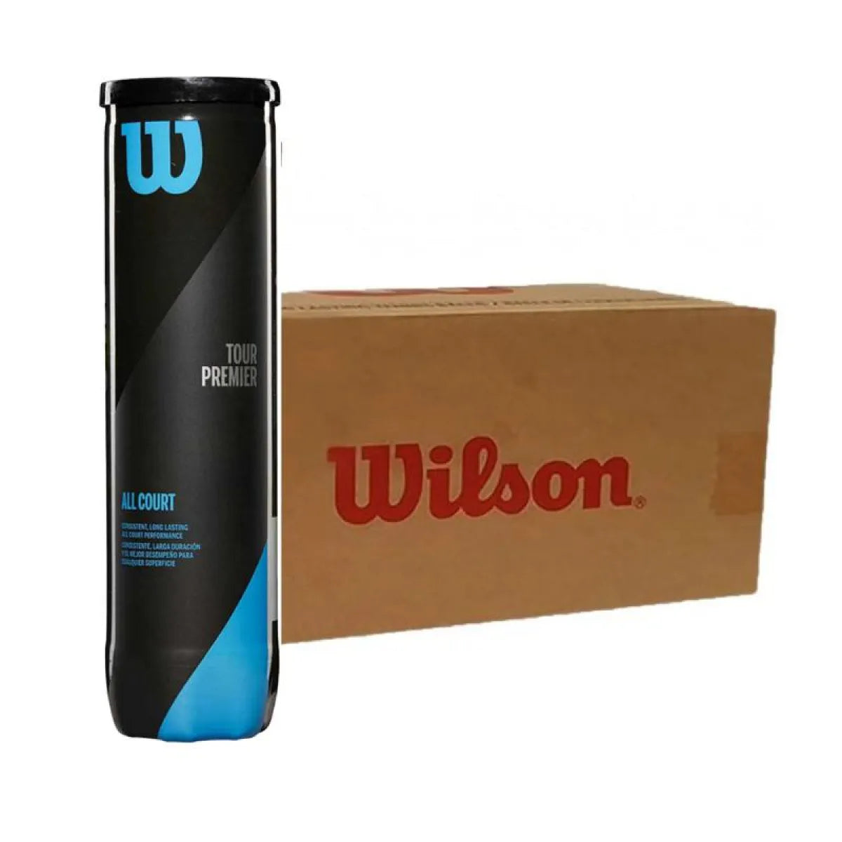 Carton 72 balles - 18 tubes de 4 unités - Wilson Tour Premier All Court — vue de face