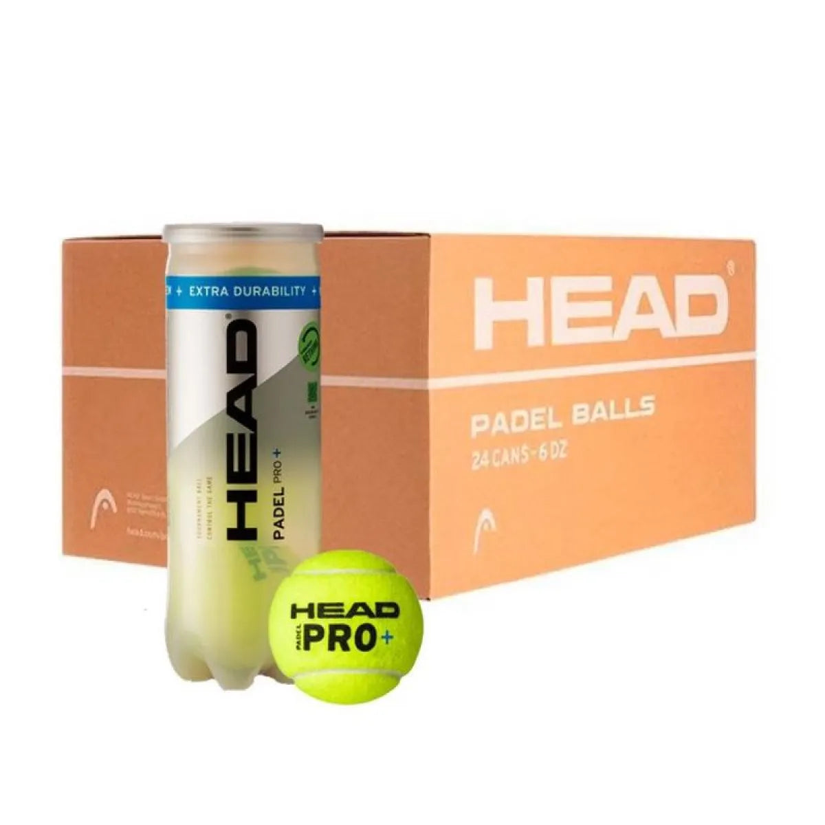 Carton 72 balles - 24 tubes de 3 unités - Head Padel Pro + — vue de face