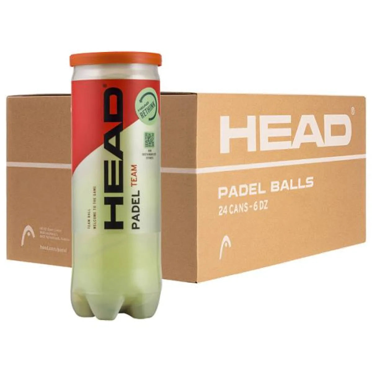 Carton 72 balles - 24 tubes de 3 unités - Head Team — vue de face