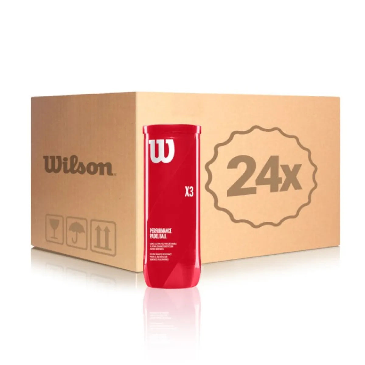 Carton 72 balles - 24 tubes de 3 unités - Wilson Padel X3 — vue de face