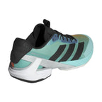 Chaussures padel Adidas Adizero Ubersonic 5 bleu orange — vue en perspective