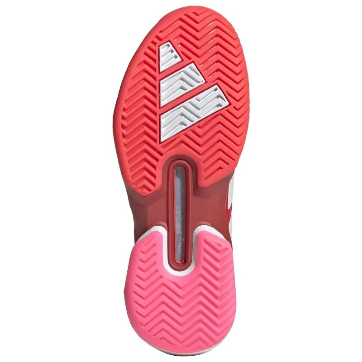 Chaussures padel femme Adidas Adizero Ubersonic 5 rouge blanc rose — vue de profil