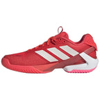 Chaussures padel femme Adidas Adizero Ubersonic 5 rouge blanc rose — vue de profil 2