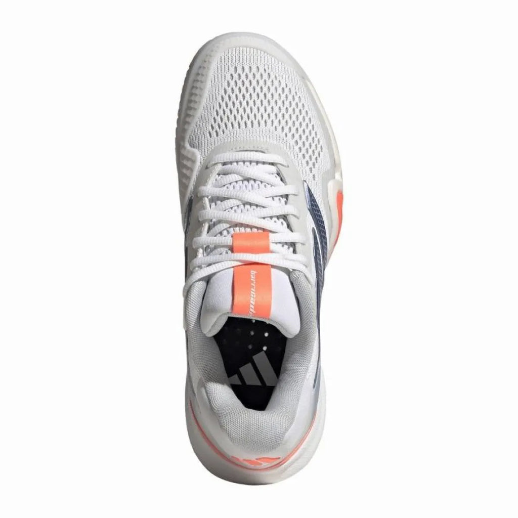 Chaussures padel Adidas Barricade 14 blanc bleu orange Mujer — vue en perspective