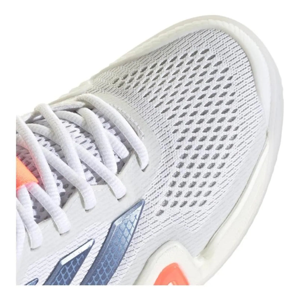 Chaussures padel Adidas Barricade 14 blanc bleu orange Mujer — vue de dessus