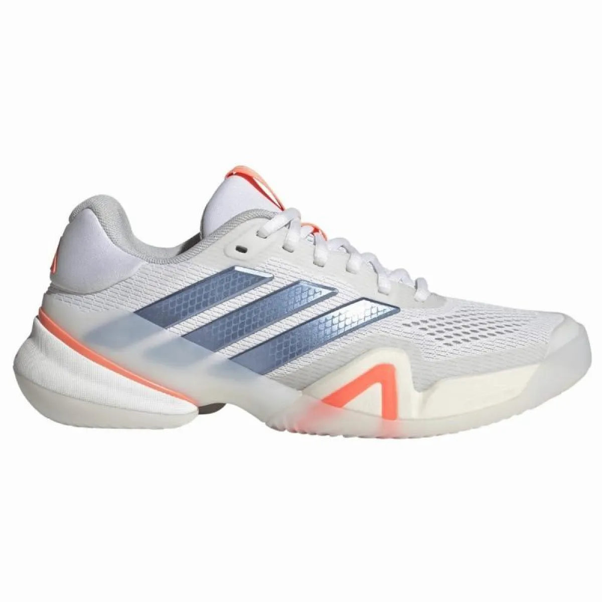 Chaussures padel Adidas Barricade 14 blanc bleu orange Mujer — vue de face