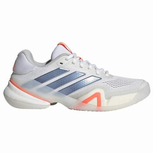 Chaussures padel Adidas Barricade 14 blanc bleu orange Mujer — vue de face
