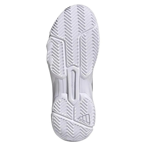 Chaussures padel Adidas CourtJam Control 3 blanc argent femme — vue de profil