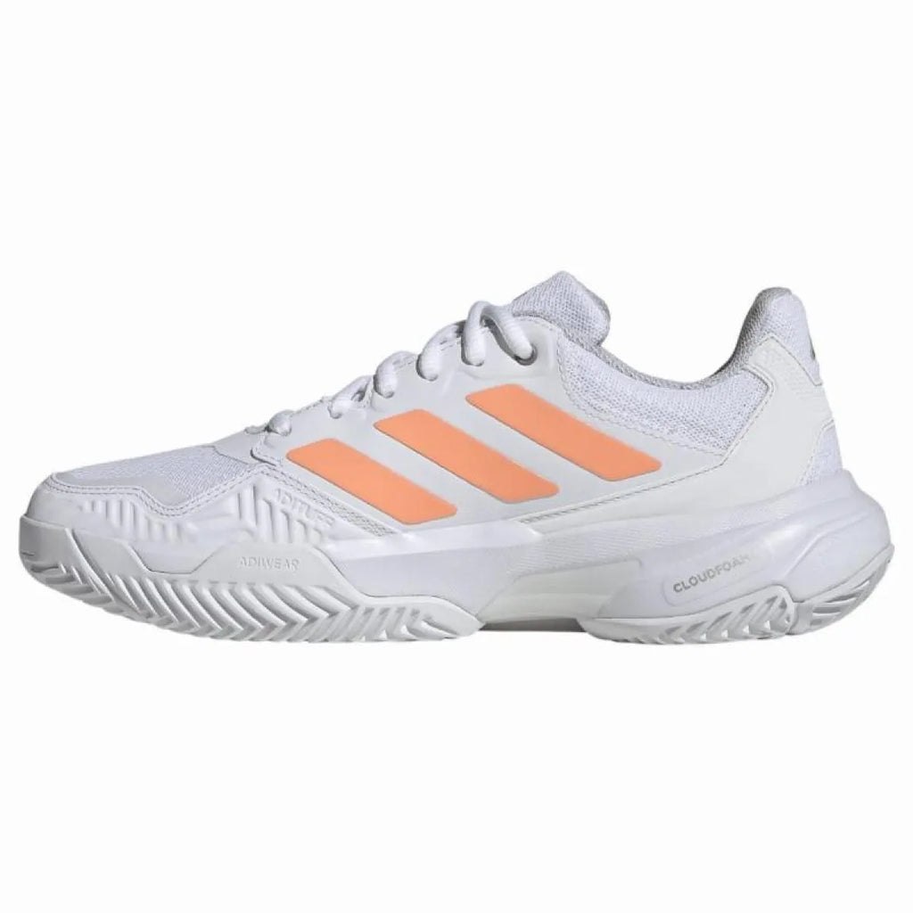 Chaussures padel Adidas CourtJam Control 3 blanc orange Mujer — vue de profil 2