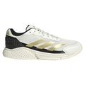 Chaussures padel Adidas Courtquick Padel blanc doré noir — vue de face
