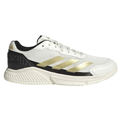 Chaussures padel Adidas Courtquick Padel blanc doré noir — vue de face