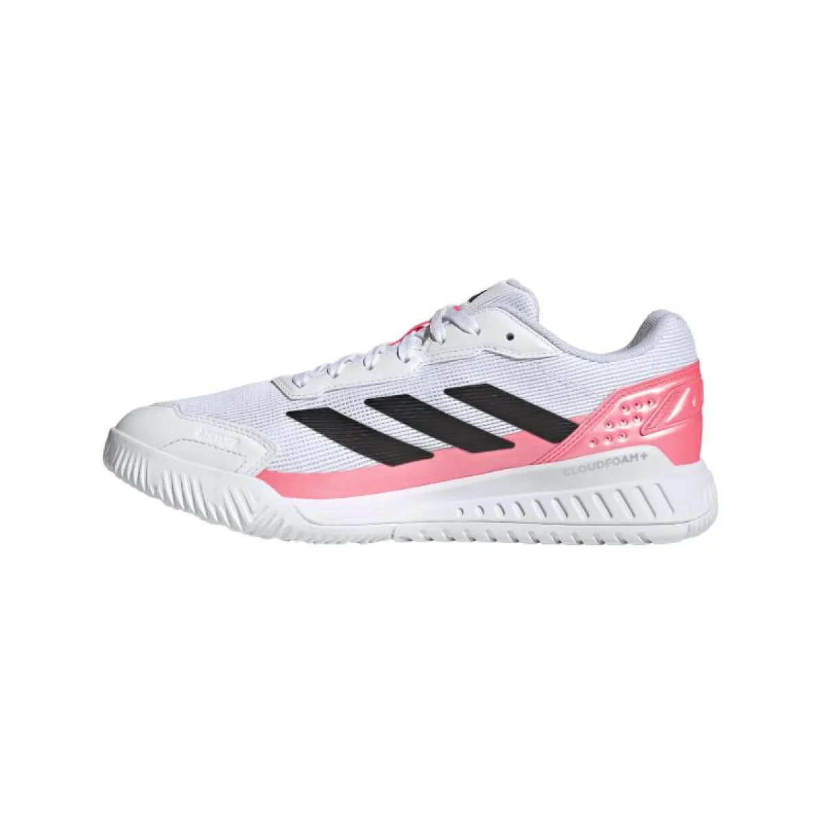 Chaussures padel Adidas Courtquick Padel blanc rose — vue de profil 2