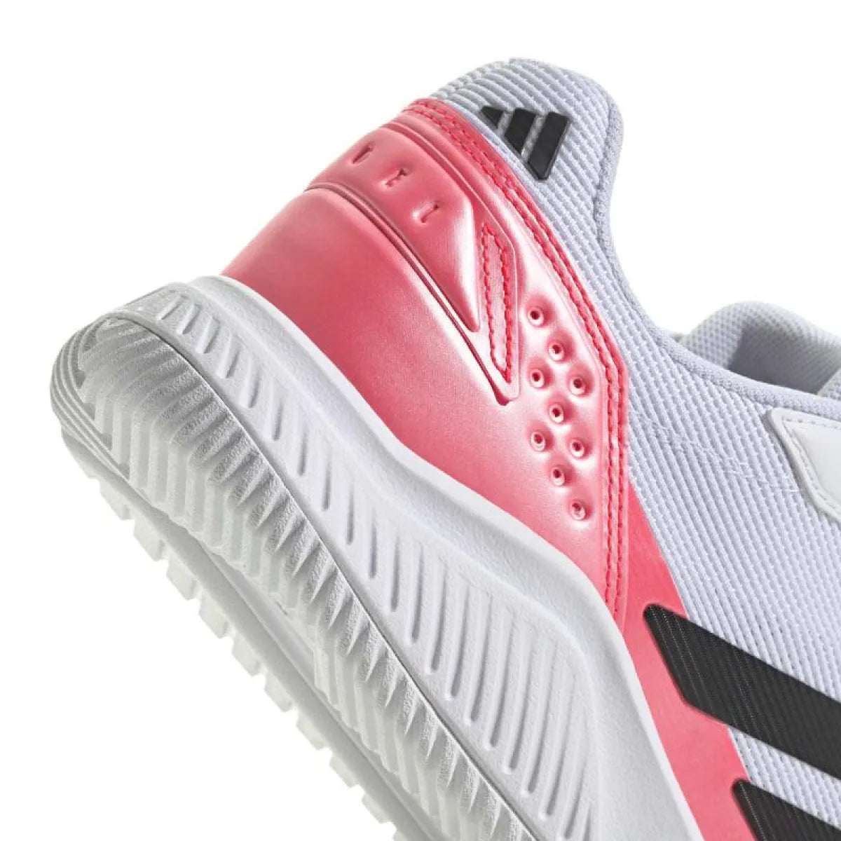 Chaussures padel Adidas Courtquick Padel blanc rose — vue en perspective