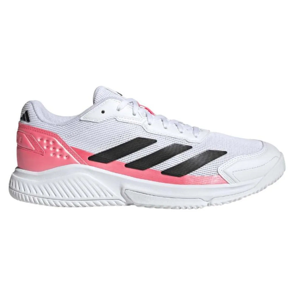 Chaussures padel Adidas Courtquick Padel blanc rose — vue de face