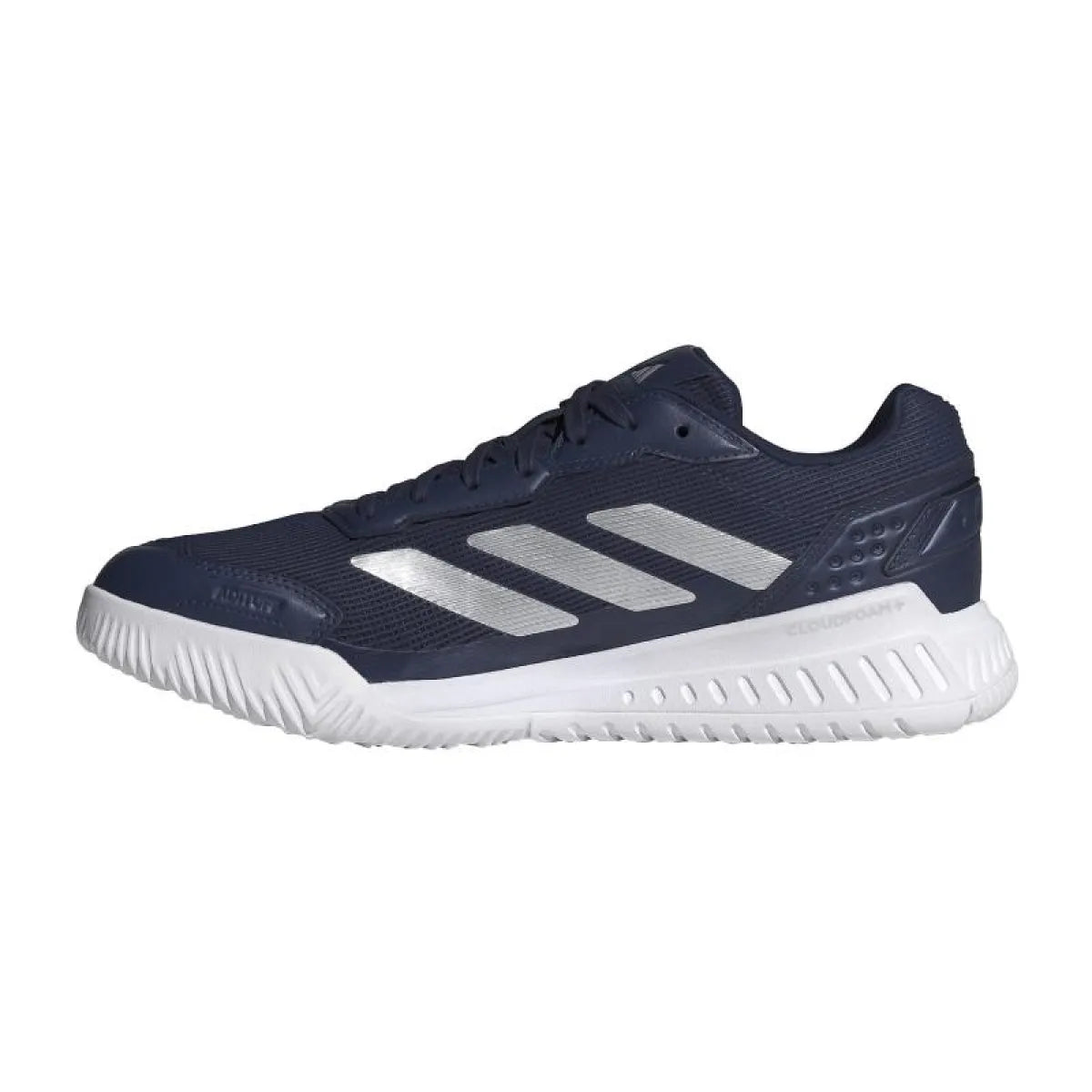 Chaussures padel Adidas Courtquick Padel bleu blanc — vue de profil 2
