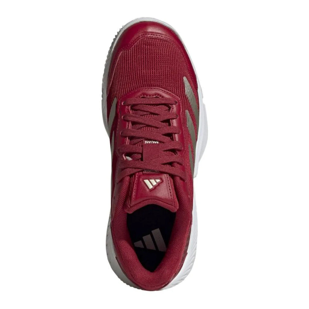 Chaussures padel femme Adidas Courtquick Padel rouge — vue en perspective
