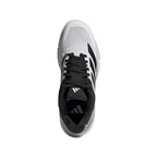 Chaussures padel Adidas Crazyquick Boost Padel blanc noir argent — vue en perspective