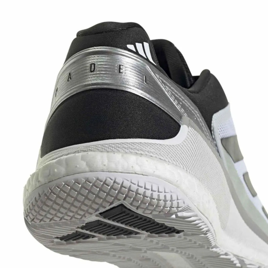Chaussures padel Adidas Crazyquick Boost Padel blanc noir argent — vue de dessus