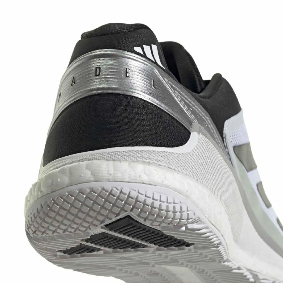 Chaussures padel Adidas Crazyquick Boost Padel blanc noir argent — vue de dessus