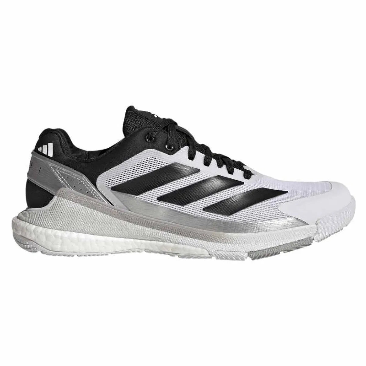 Chaussures padel Adidas Crazyquick Boost Padel blanc noir argent — vue de face