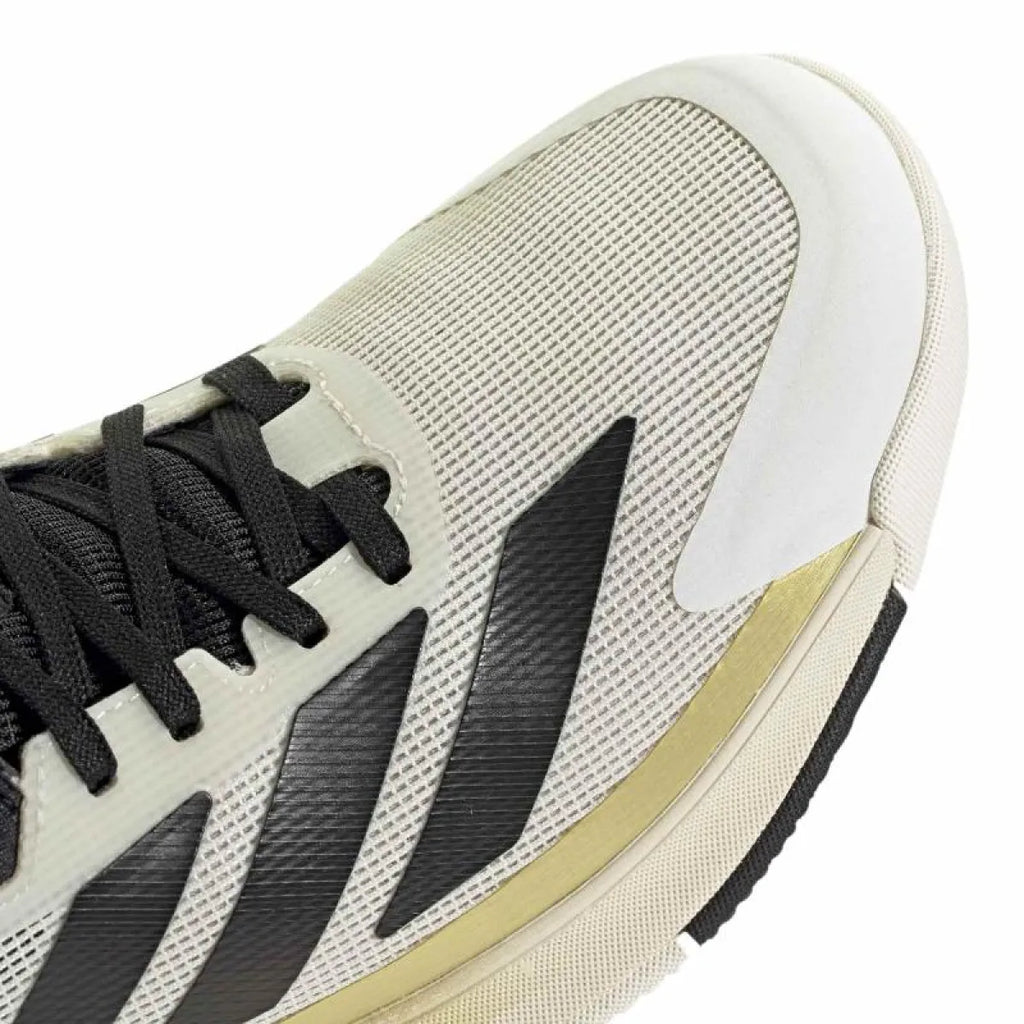 Chaussures padel Adidas Crazyquick Boost Padel blanc noir doré — vue de dos