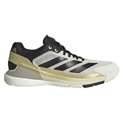 Chaussures padel Adidas Crazyquick Boost Padel blanc noir doré — vue de face