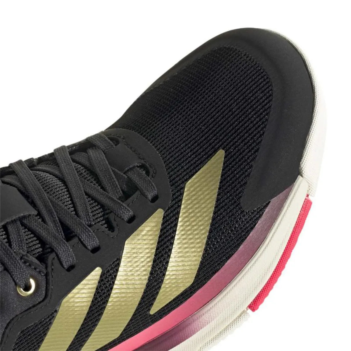 Chaussures padel Adidas Crazyquick Boost Padel noir doré rose — vue détail 2