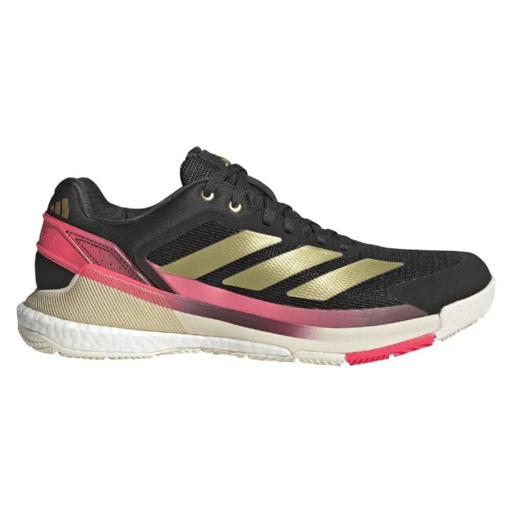 Chaussures padel Adidas Crazyquick Boost Padel noir doré rose — vue de face