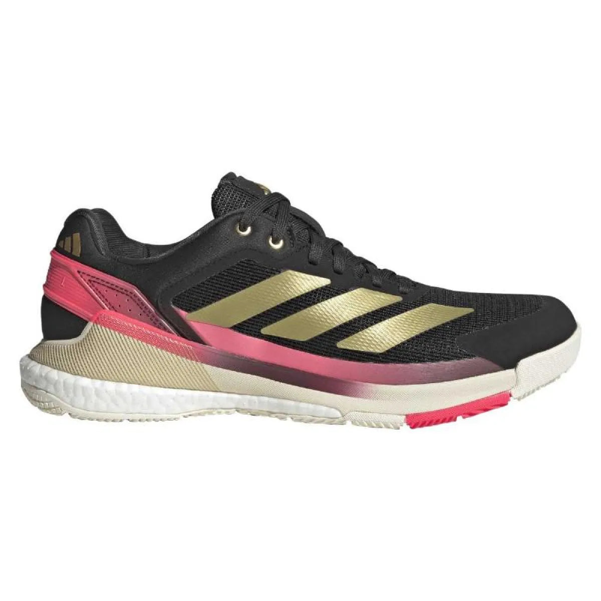 Chaussures padel Adidas Crazyquick Boost Padel noir doré rose — vue de face