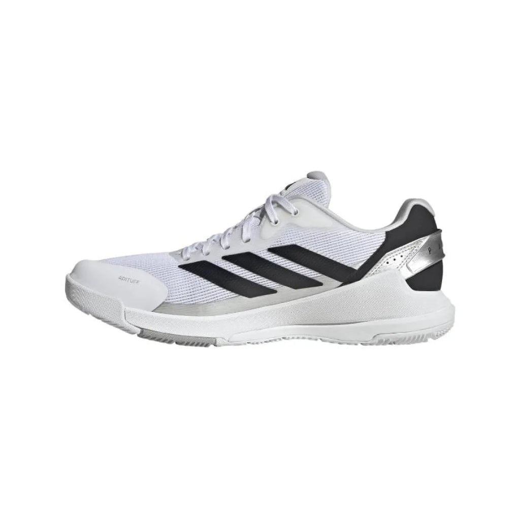 Chaussures padel Adidas Crazyquick LS Padel blanc argent — vue de profil 2