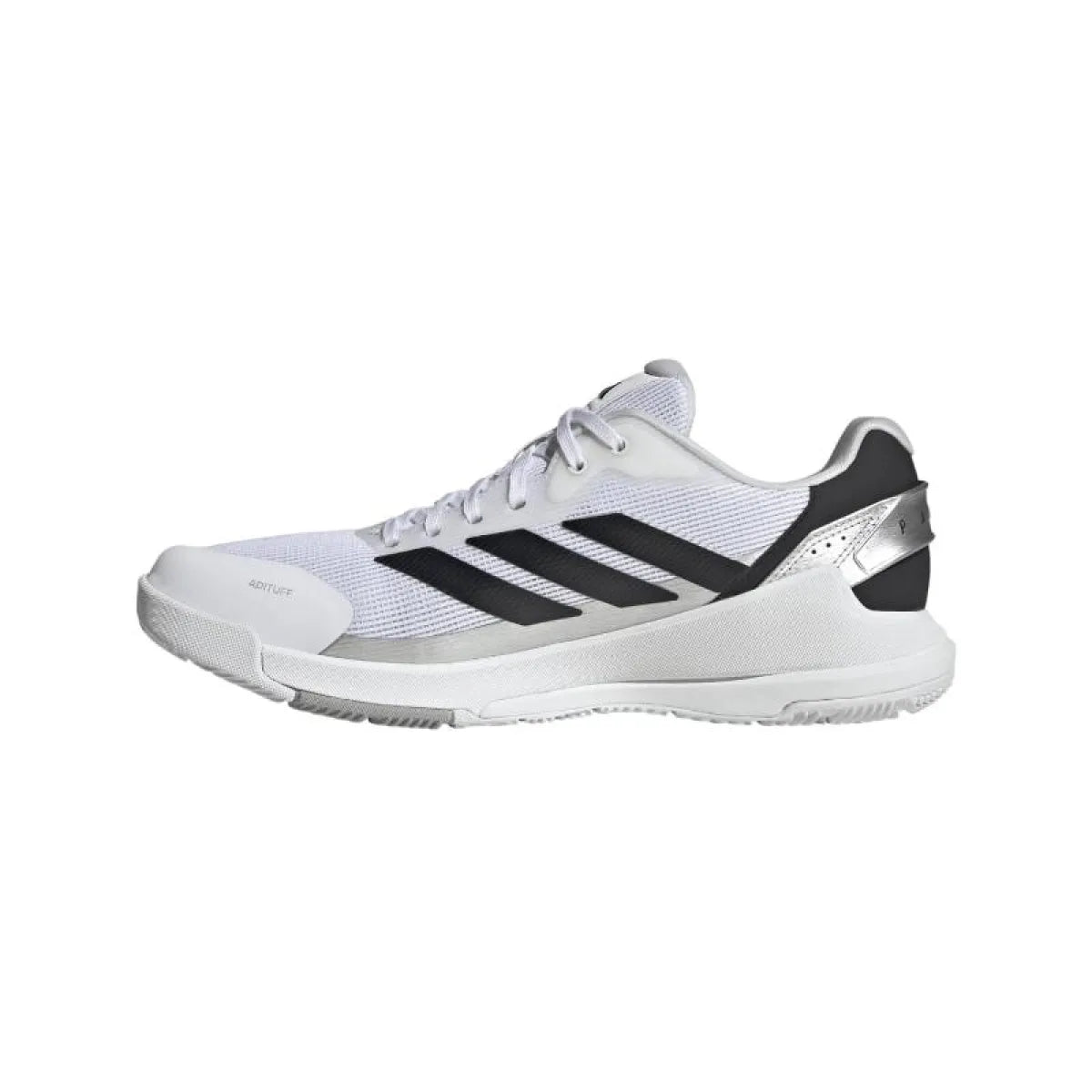Chaussures padel Adidas Crazyquick LS Padel blanc argent — vue de profil 2