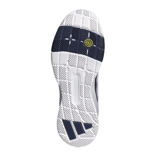 Chaussures padel Adidas Crazyquick LS Padel blanc bleu gris — vue de profil