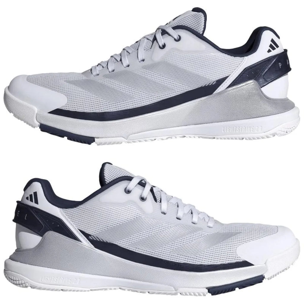 Chaussures padel Adidas Crazyquick LS Padel blanc bleu gris — vue de dos