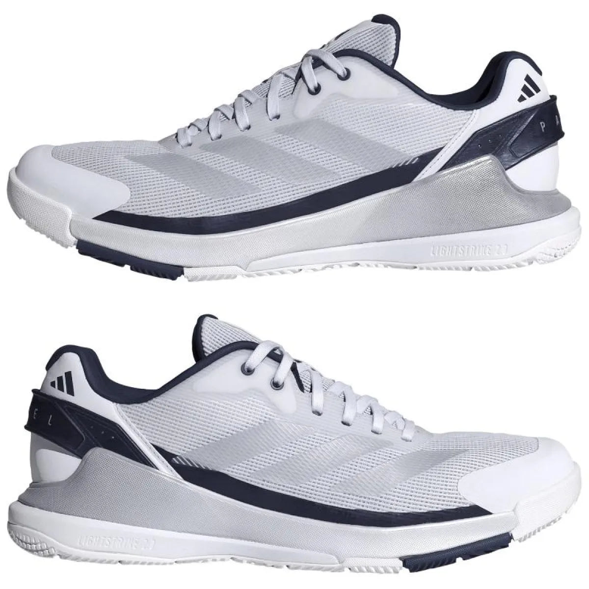 Chaussures padel Adidas Crazyquick LS Padel blanc bleu gris — vue de dos