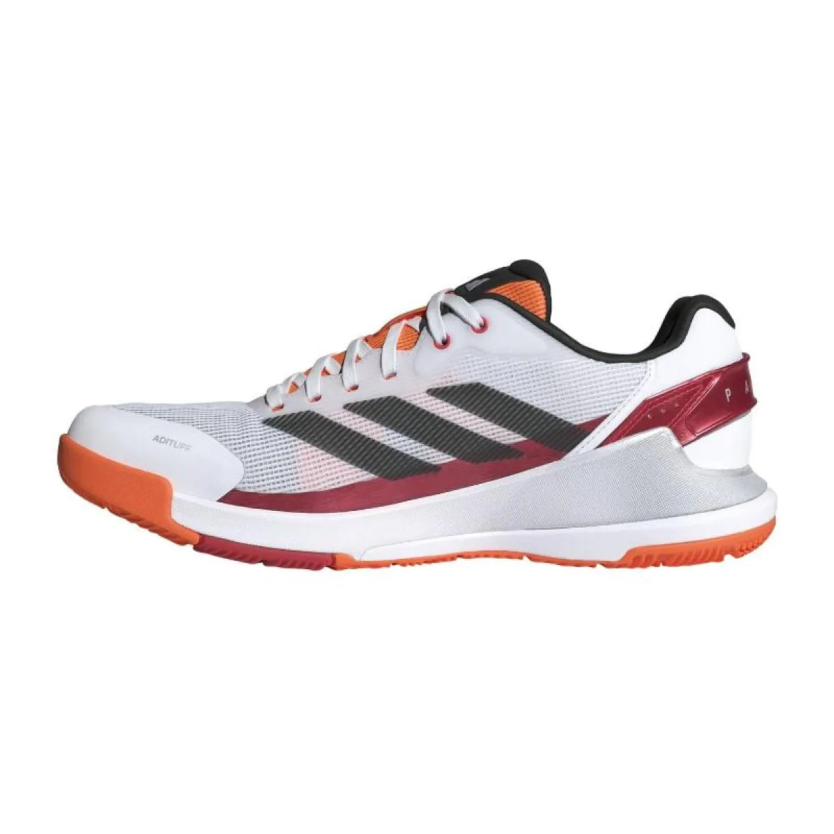 Chaussures padel Adidas Crazyquick LS Padel blanc rouge orange — vue de profil 2