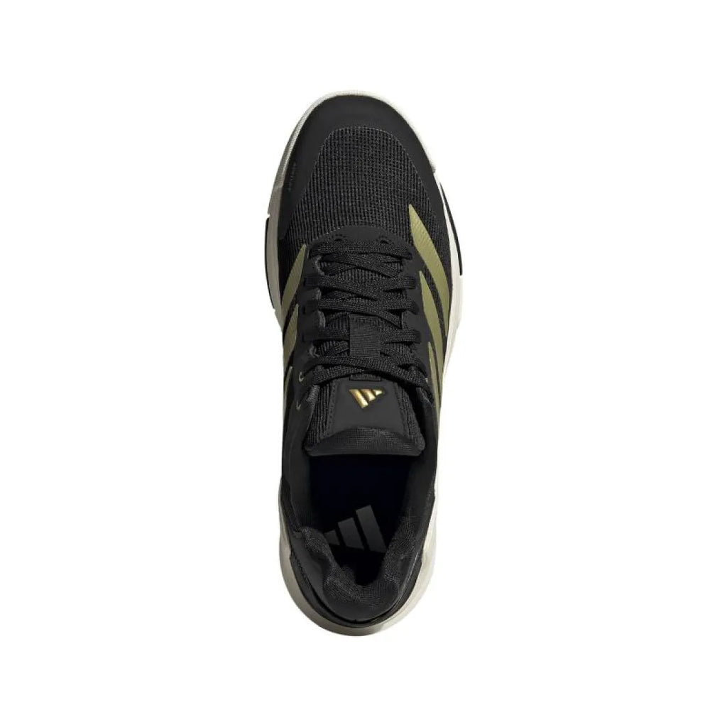 Chaussures padel Adidas Crazyquick LS Padel noir doré — vue en perspective