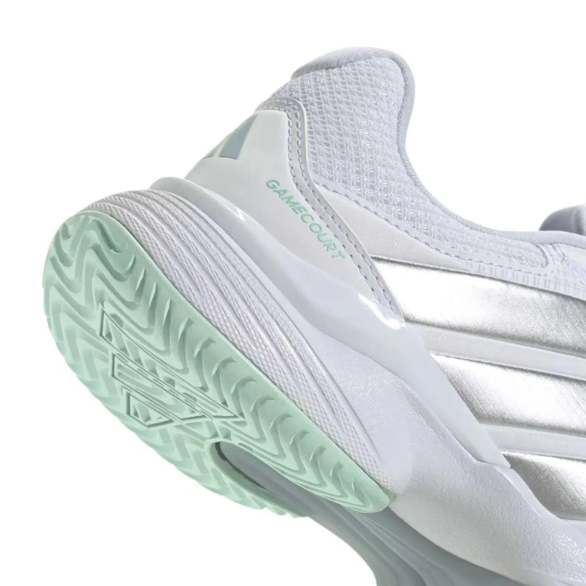Chaussures padel femme Adidas GameCourt 3 blanc argent — vue détail 2
