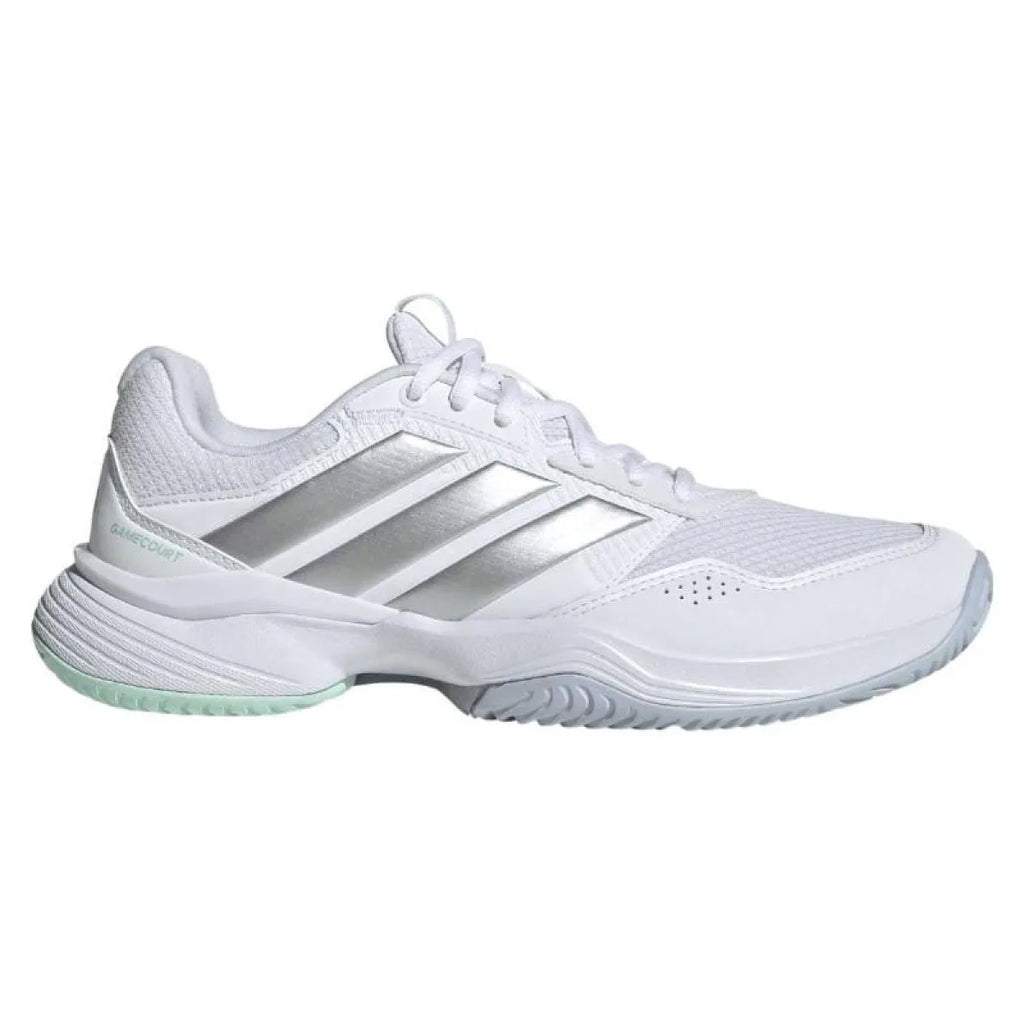Chaussures padel femme Adidas GameCourt 3 blanc argent — vue de face