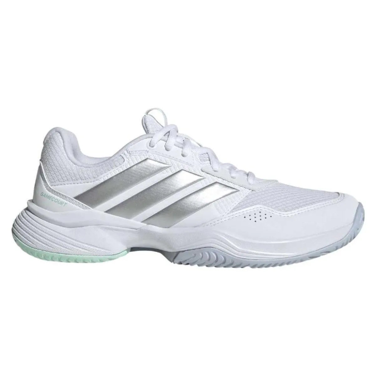 Chaussures padel femme Adidas GameCourt 3 blanc argent — vue de face