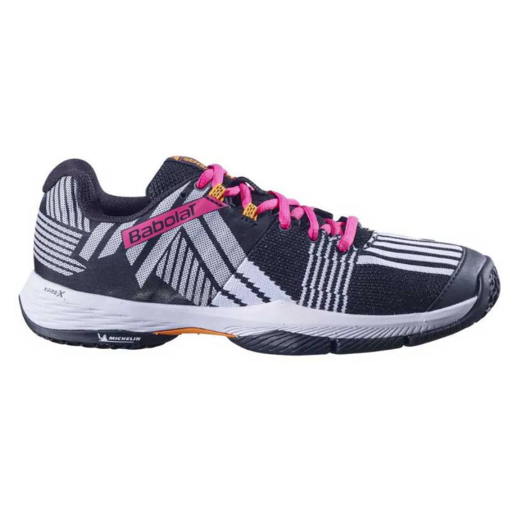 Chaussures padel Babolat Sensa blanc noir fuchsia Mujer — vue de face