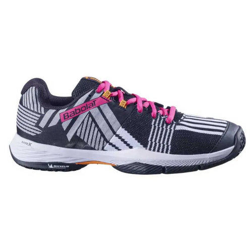 Chaussures padel Babolat Sensa blanc noir fuchsia Mujer — vue de face
