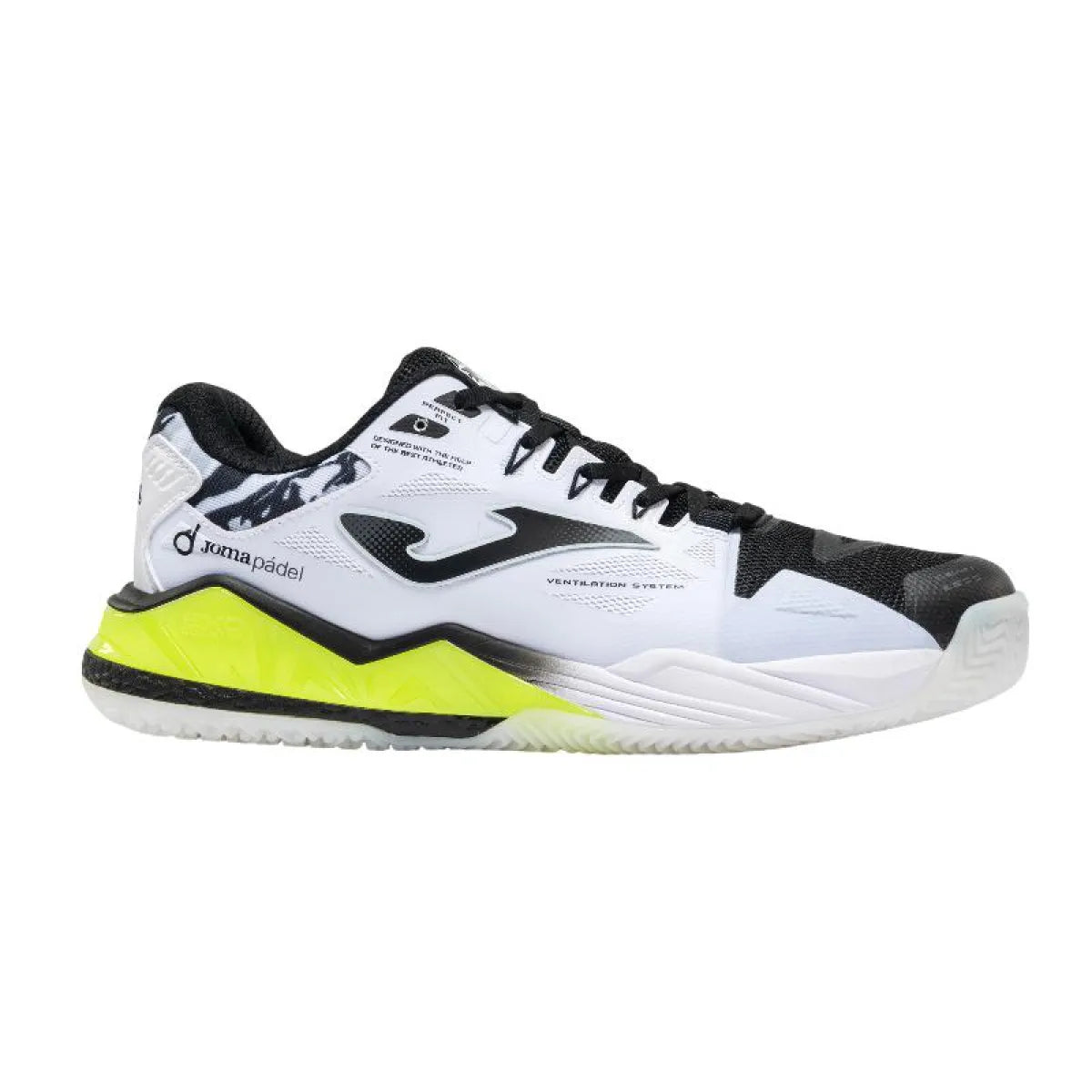 Chaussures de padel Joma Spin 2631 noir et blanc — vue de face