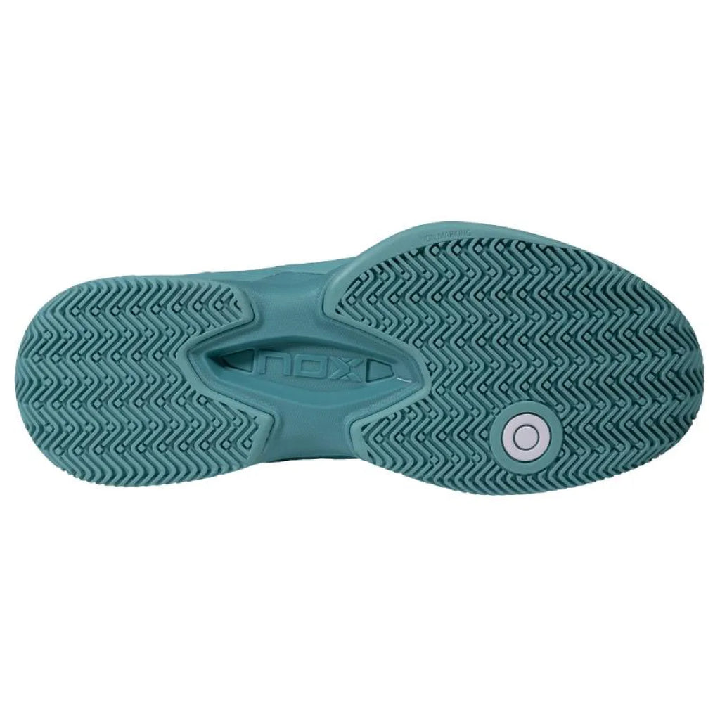 Chaussures padel Nox AT10 Pro bleu turquoise blanc — vue de profil