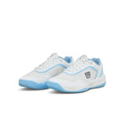 Chaussures padel Wilson Courtglide blanc bleu ciel femme — vue en perspective